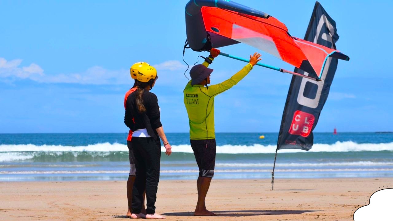 Beginner learning during Windsurfing Lessons in Essaouira on the Atlantic coast