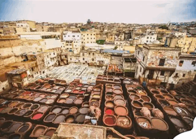 Fes Medina view with tanneries, cultural stop of the 7 Day Morocco Itinerary