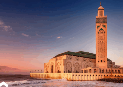 Visiting the iconic Hassan II Mosque in Casablanca on a 7-day Morocco tour itinerary