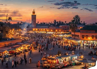 marrakech-medina-6-days-morocco-itineraryJemaa el-Fna in Marrakech – 6 Days Morocco Itinerary from Casablanca