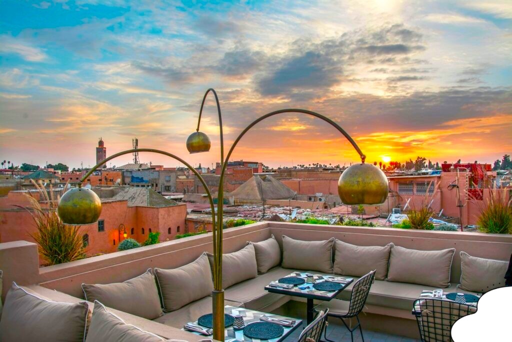 Traditional Moroccan decor during Marrakech Rooftop Dining Experiences