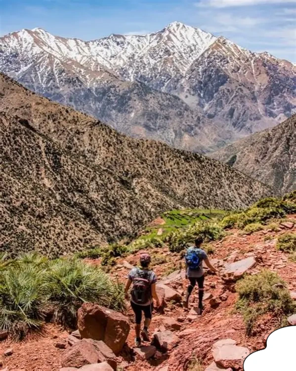 Sunset over the Atlas Mountains during a hiking adventure.
