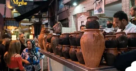 Marrakech street food scene with lively stalls for Moroccan Street Food Guide.
