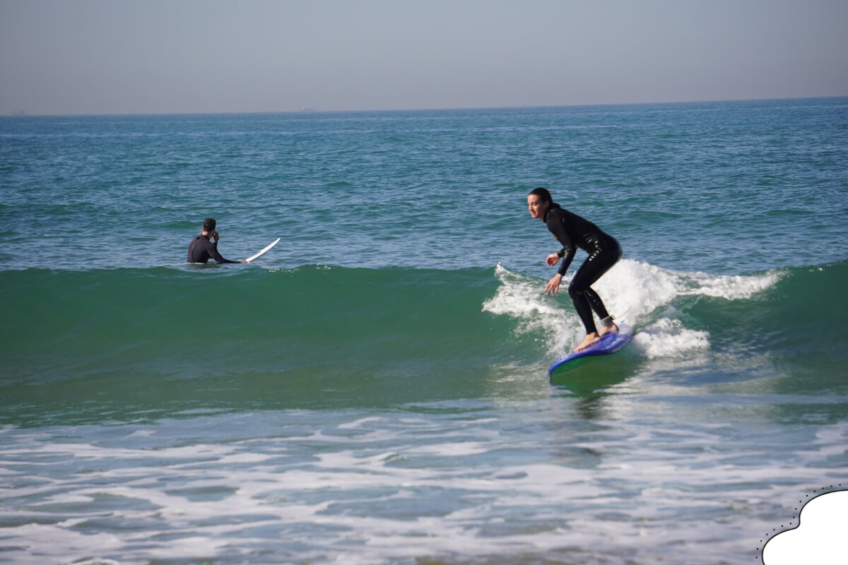 Taghazout surf camp for beginners – soft-top surfboard practice